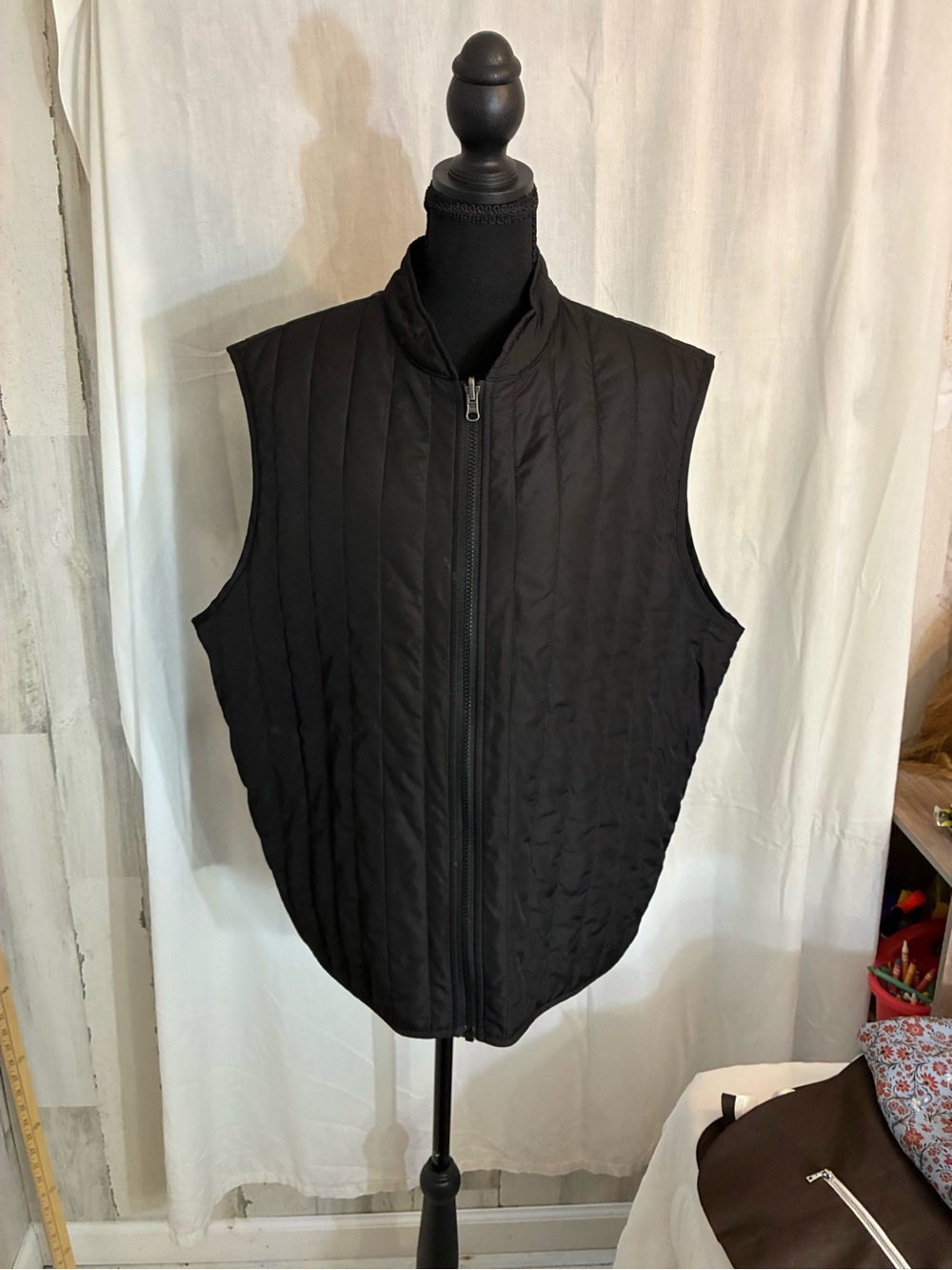 Michael Kors Collection Black Quilted Zip-Front Vest